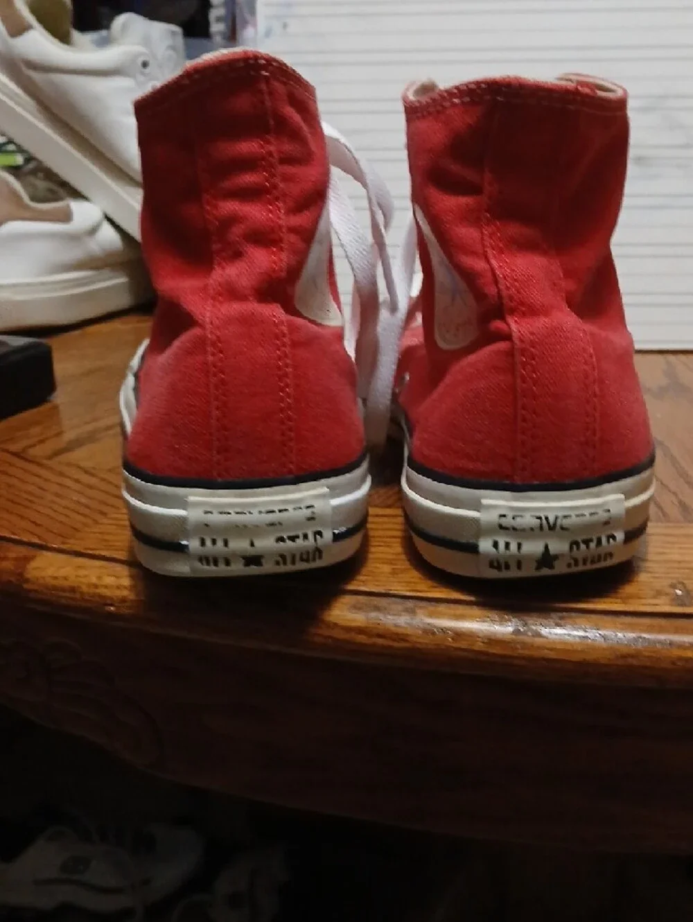 Converse C.Taylor Red‎ High-Top Canvas Sneakers with White Laces,sz.6